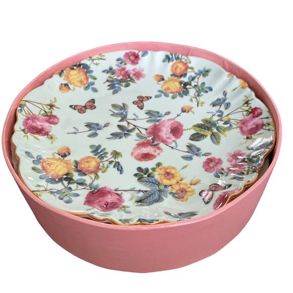 Grace Teaware Fine Porcelain Floral Dessert Plates 8in Set of 4 in Gift Box New - Picture 8 of 12